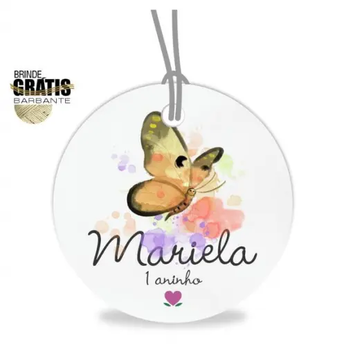 Tag infantil redonda borboleta