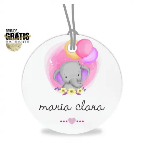 Tag infantil redonda elefantinho