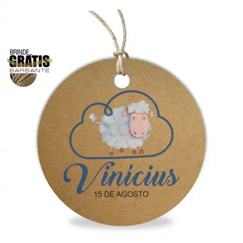 Tag infantil redonda ovelhinha