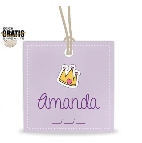Tag infantil redonda quadrada princesa