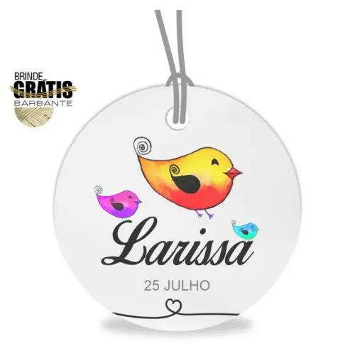Tag infantil redonda passarinhos
