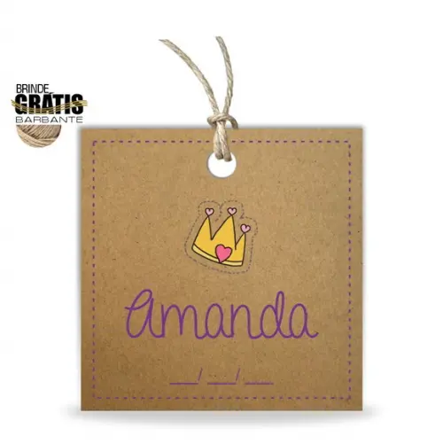 Tag infantil redonda quadrada princesa