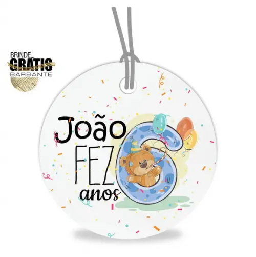 Tag infantil redonda ursinho