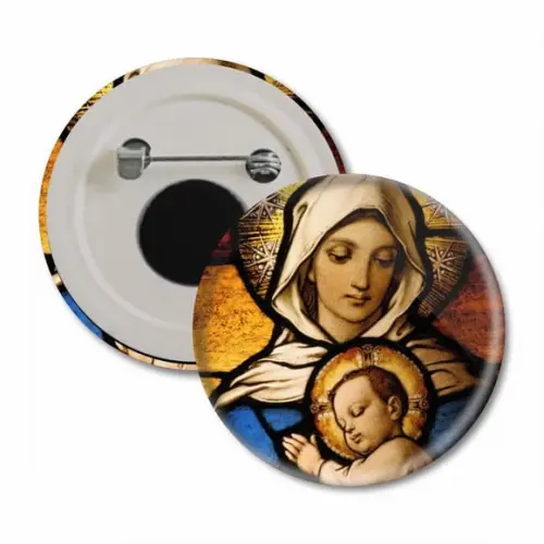 Boton Virgem Maria e Jesus
