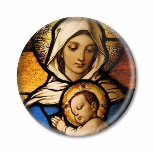 Boton Virgem Maria e Jesus
