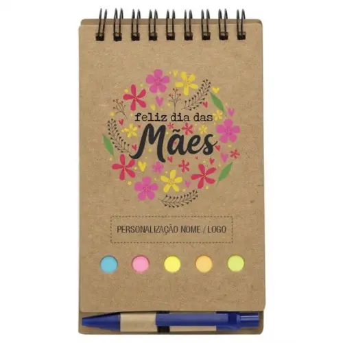 Caderneta Dia das Mães. Bloco de Anotações + Caneta. Mod.01