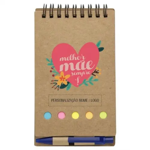 Caderneta Dia das Mães. Bloco de Anotações + Caneta. Mod.02