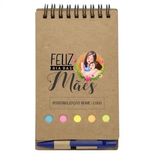 Caderneta Dia das Mães. Bloco de Anotações + Caneta. Mod.03