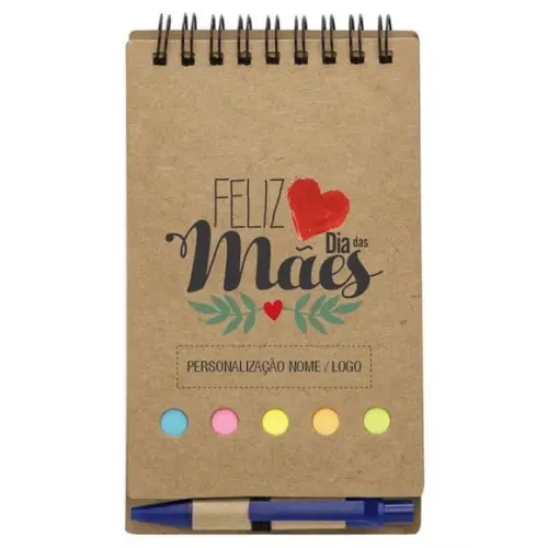 Caderneta Dia das Mães. Bloco de Anotações + Caneta. Mod.06