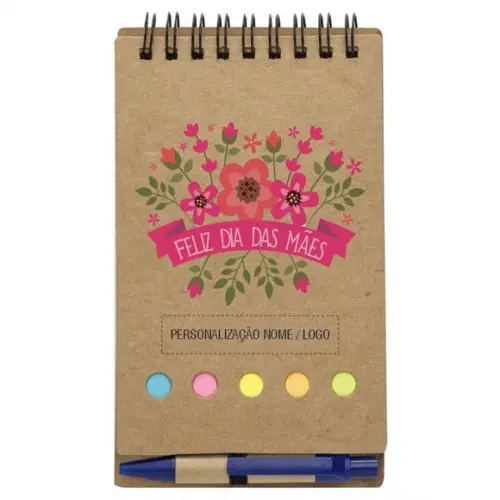 Caderneta Dia das Mães. Bloco de Anotações + Caneta. Mod.08