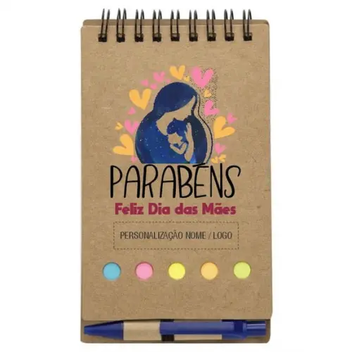 Caderneta Dia das Mães. Bloco de Anotações + Caneta. Mod.09