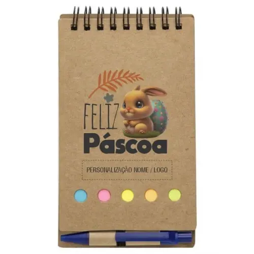 Caderneta Feliz Páscoa. Bloco de Anotações + Caneta. Mod.05