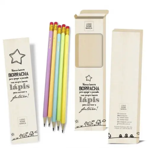 Caixa c/ 6 Lápis + Marca Página, Person. Kit Inspire! M009