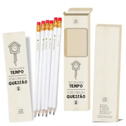 Caixa c/ 6 Lápis + Marca Página, Person. Kit Inspire! M011