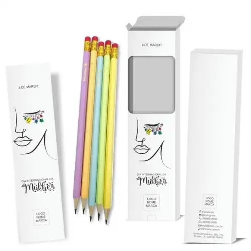 Caixa c/ 6 Lápis + Marca Página, Person. Kit Inspire! M017