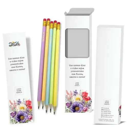 Caixa c/ 6 Lápis + Marca Página, Person. Kit Inspire! M023