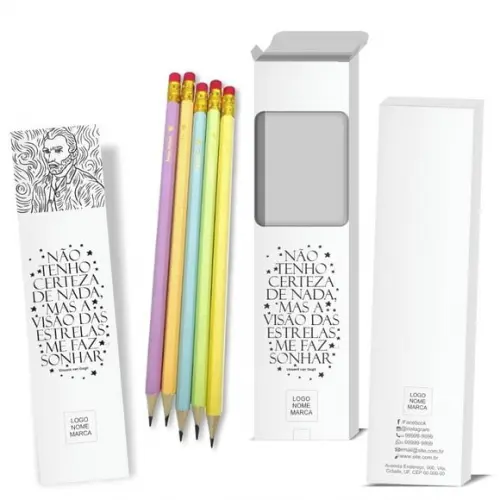 Caixa c/ 6 Lápis + Marca Página, Person. Kit Inspire! M037