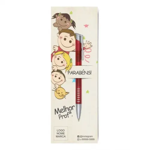 Card com Lápis e Borracha ou Caneta, Personalizado. M008
