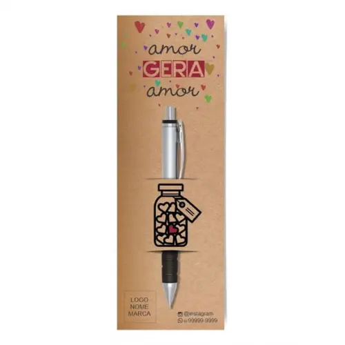 Card com Lápis e Borracha ou Caneta, Personalizado. M038