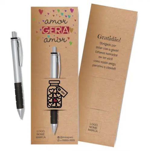 Card com Lápis e Borracha ou Caneta, Personalizado. M038