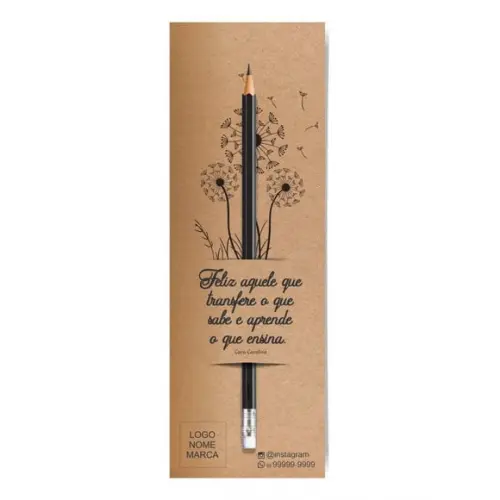 Card com Lápis e Borracha ou Caneta, Personalizado. M044.