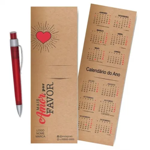 Card com Lápis e Borracha ou Caneta, Personalizado. M047