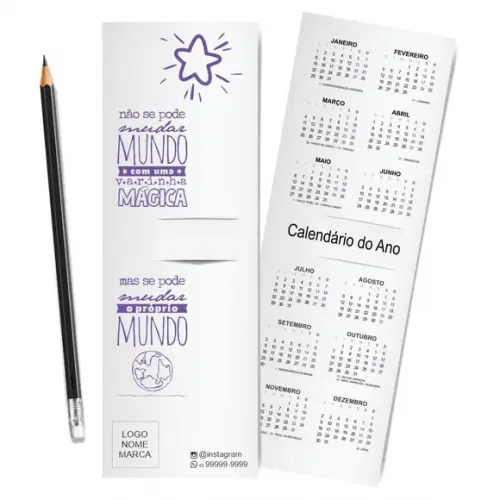Card com Lápis e Borracha ou Caneta, Personalizado. M053