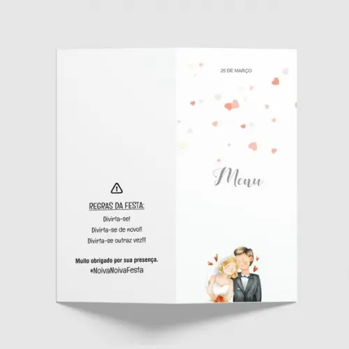 Cardápio / Menu Personalizado Casamento e Festas