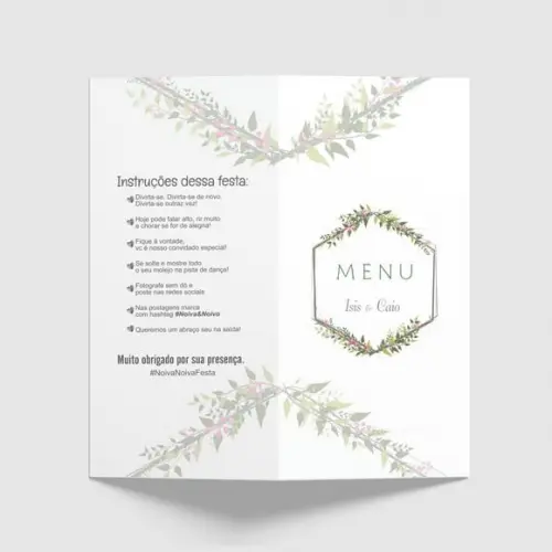 Cardápio / Menu Personalizado Casamento e Festas