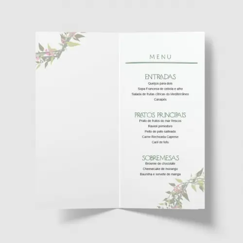 Cardápio / Menu Personalizado Casamento e Festas