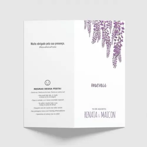 Cardápio / Menu Personalizado Casamento e Festas