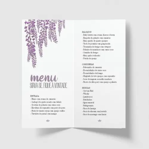Cardápio / Menu Personalizado Casamento e Festas