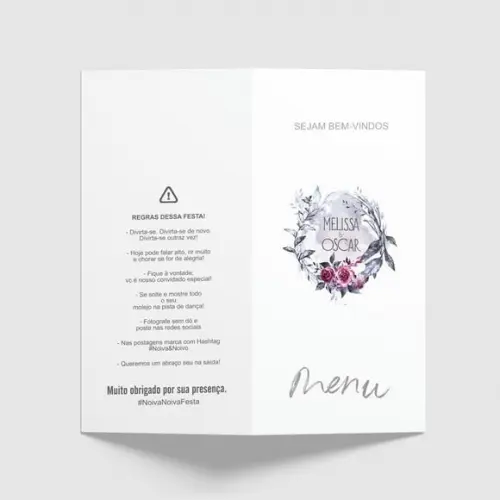 Cardápio / Menu Personalizado Casamento e Festas