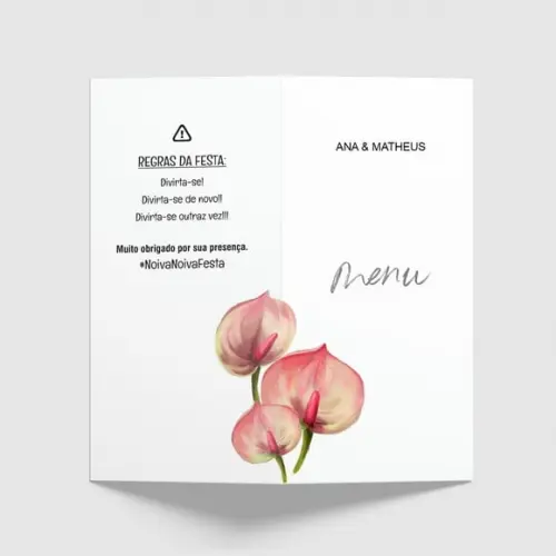 Cardápio / Menu Personalizado Casamento e Festas