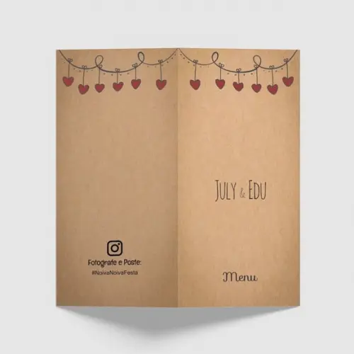 Cardápio / Menu Personalizado Casamento e Festas