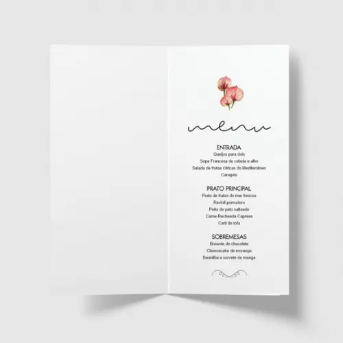 Cardápio / Menu Personalizado Casamento e Festas