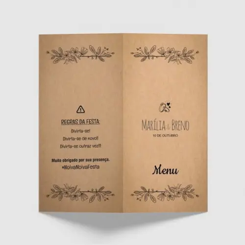Cardápio / Menu Personalizado Casamento e Festas