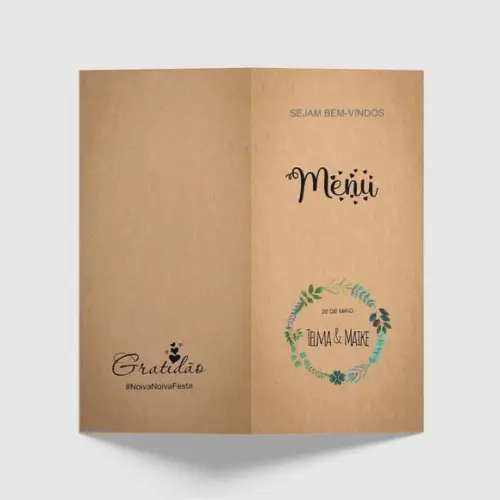 Cardápio / Menu Personalizado Casamento e Festas