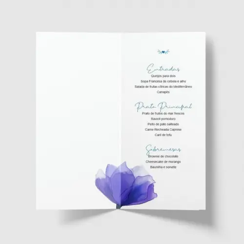 Cardápio / Menu Personalizado Casamento e Festas