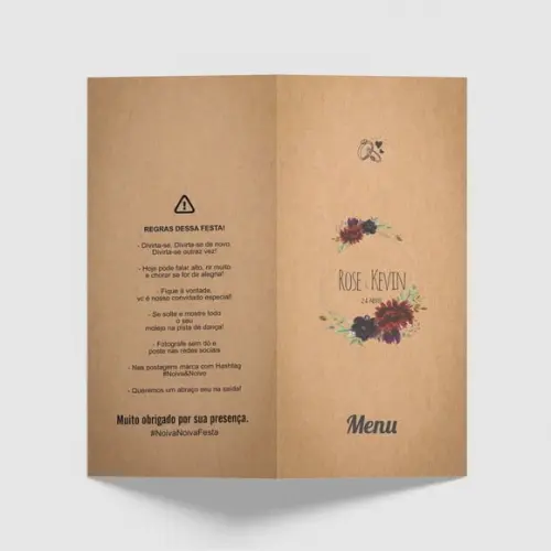 Cardápio / Menu Personalizado Casamento e Festas