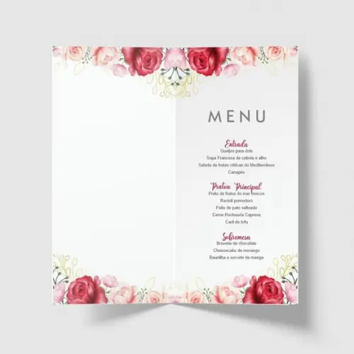Cardápio / Menu Personalizado Casamento e Festas