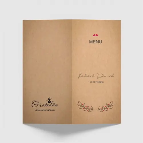 Cardápio / Menu Personalizado Casamento e Festas
