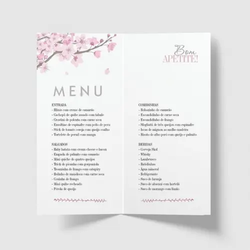 Cardápio / Menu Personalizado Casamento e Festas