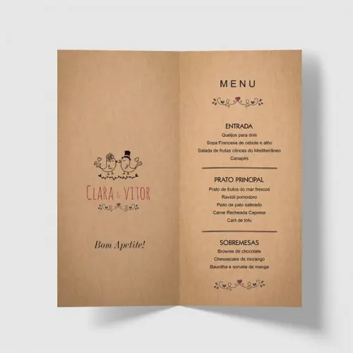 Cardápio / Menu Personalizado Casamento e Festas