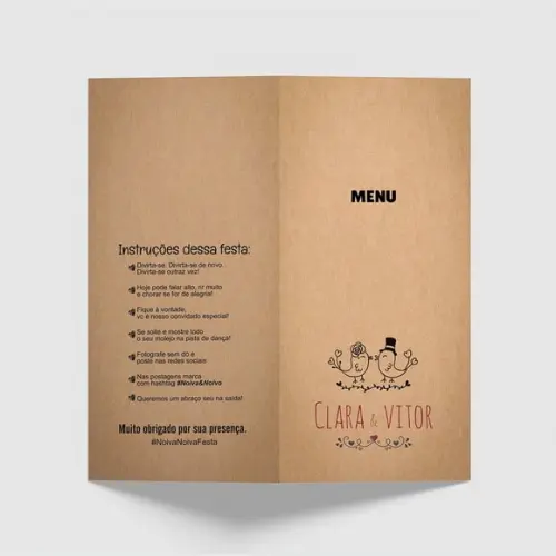 Cardápio / Menu Personalizado Casamento e Festas