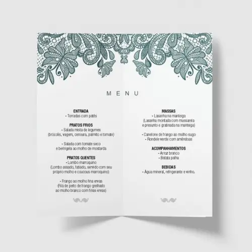 Cardápio / Menu Personalizado Casamento e Festas