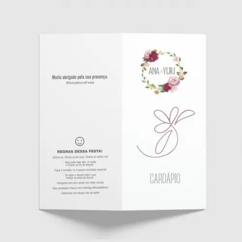 Cardápio / Menu Personalizado Casamento e Festas