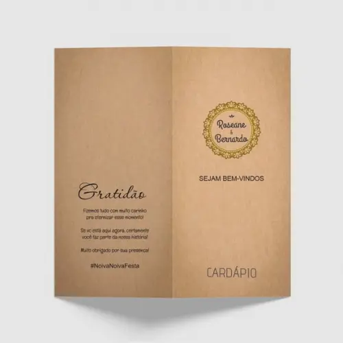 Cardápio / Menu Personalizado Casamento e Festas