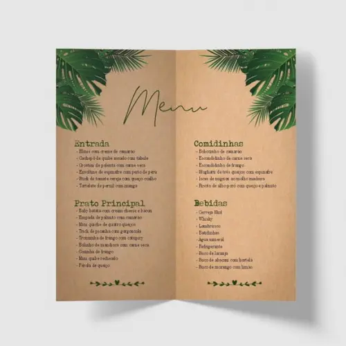Cardápio / Menu Personalizado Casamento e Festas
