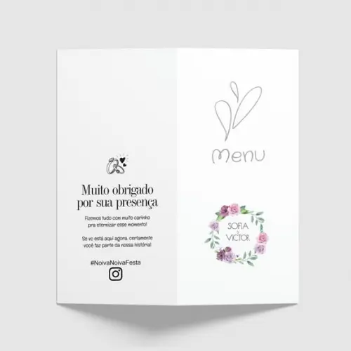 Cardápio / Menu Personalizado Casamento e Festas